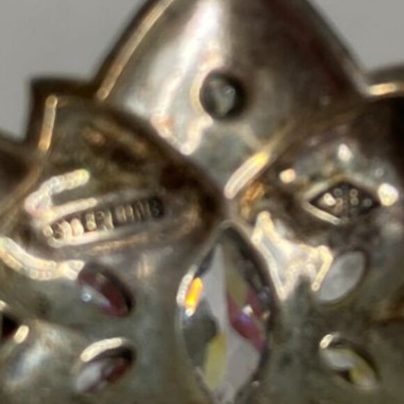 Vintage Sterling Silver Judith Jack Marcasite & Crystal Brooch Pin Glam Fairy - Picture 3 of 5